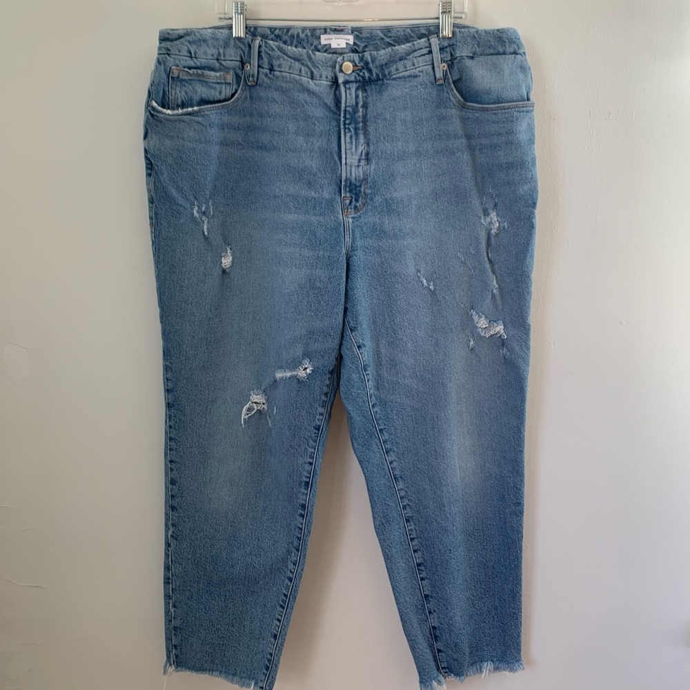 Good American Weekender Distressed Hi Rise Jeans - Picture 3 of 10
